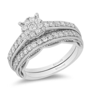 14K-WG 1CTW DIA BRIDAL SET W/ 9-RD@1/3CTR;99-RD@5/8CTW;-APPROX METAL WT 5.05 GM (TAF)